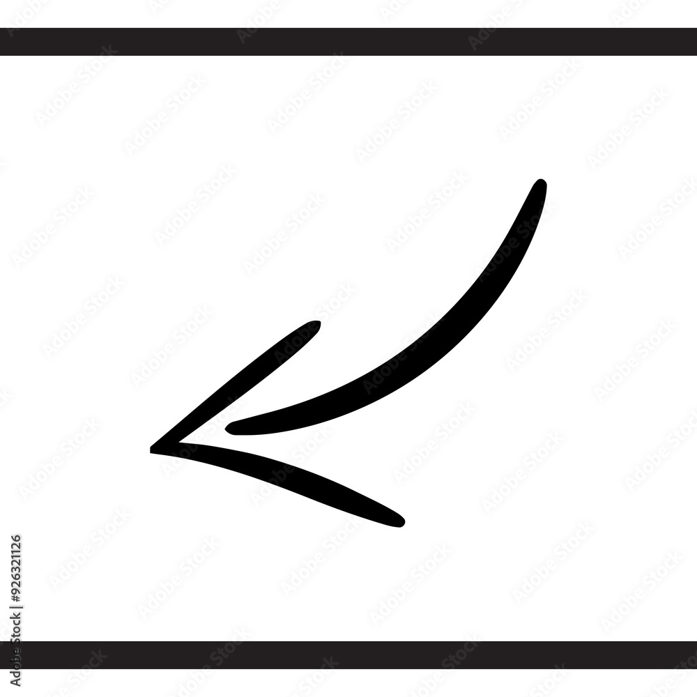 Poster curved arrow icon vector. arrow pointer icon sign symbol vector. arrow left vector icon illustration