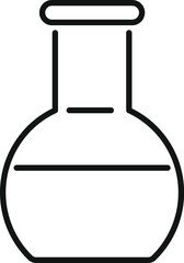 Simple black and white icon of a laboratory glass flask containing chemical liquid