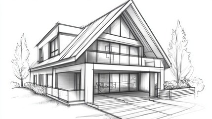 Illustration of a house architectural sketch