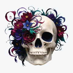 Fototapeta premium Petals & Bones A Skull’s Floral Transformation