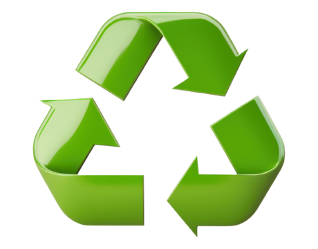 A vibrant green recycling symbol representing sustainability and eco-friendliness, ideal for environmental projects.