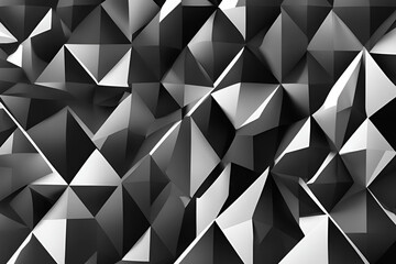 Fototapeta premium Black white dark gray abstract background. Geometric pattern shape. Line triangle polygon angle. Gradient. Shadow. Matte. 3d effect. Rough grain grungy. Design. Template. Presentation.