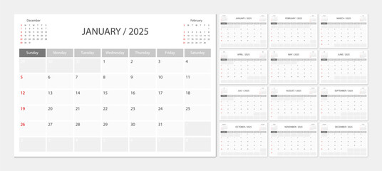 Calendar 2025 week start Sunday corporate design planner template. Calendar planner 2025.