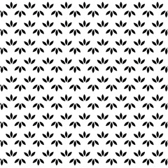 Geometric floral set of seamless patterns. Black and white vector backgrounds.