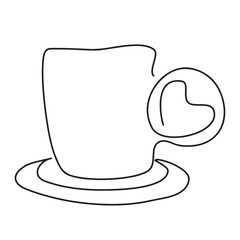 Continuous line drawing of cup of coffee. Vector illustration
