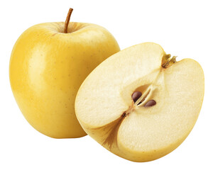 yellow Apple isolated on white background, full depth of field