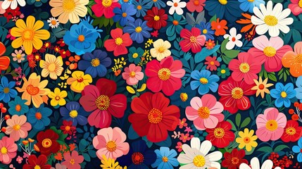 Bold Floral Pattern in Pink, Blue and White