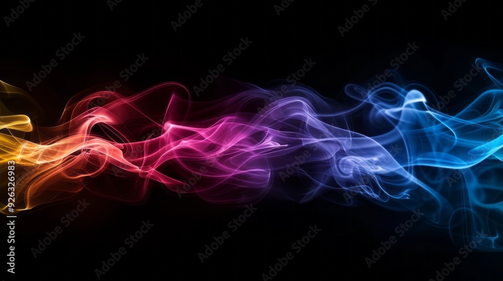 Poster dynamic swirls of vibrant colors dance gracefully across a dark backdrop, merging seamlessly into en