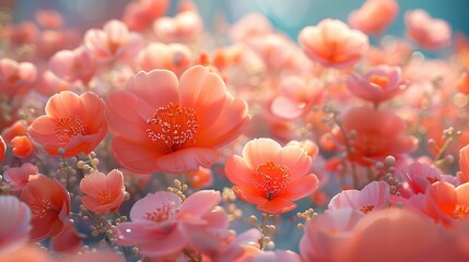 Vibrant Clay Flowers with Warm Sunlight Bokeh