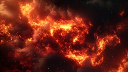 Fototapeta premium A vibrant depiction of fiery clouds resembling cosmic phenomena.