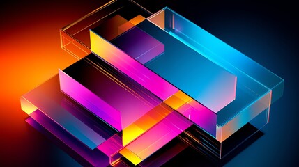 Abstract Glass Shapes,  Colorful Prisms,  Geometric Design