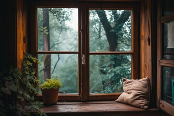 Window see landscapes windowsill plant room.