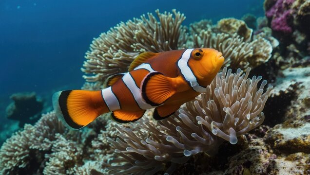 a clownfish that swims in the sea