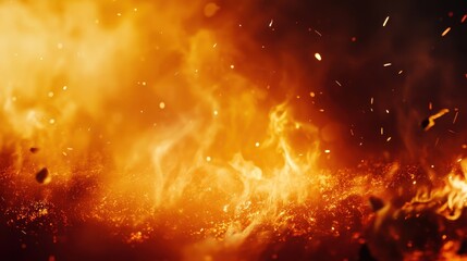 Fototapeta premium A vibrant depiction of flames and embers, showcasing the intensity of fire.