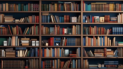 Beautifully Curated Library With Diverse Book Collection And Artistic Decor