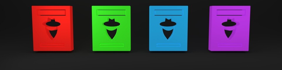 Colorful Wanted western poster icon isolated on black background. Reward money. Dead or alive crime outlaw. Minimalism concept. 3D render illustration