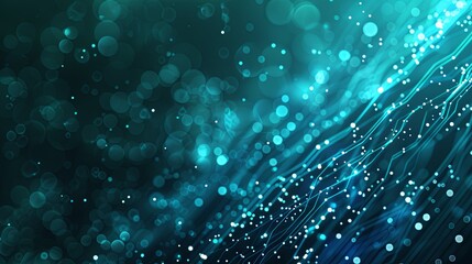 Digital technology banner featuring a green and blue background with a tech-inspired light effect, showcasing abstract innovation, future data, AI big data, internet networks