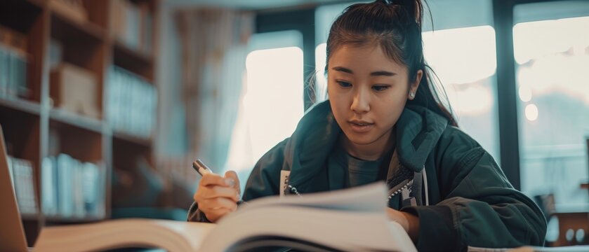 Student Engaged in Homework Copying in Cozy Study Room Setting.