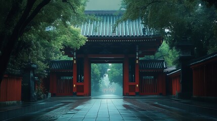 Temple gate located in Tokyo Japan