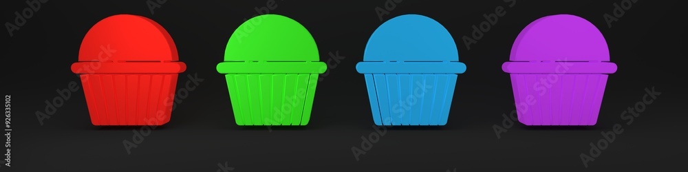 Wall mural Colorful Easter cake icon isolated on black background. Happy Easter. Minimalism concept. 3D render illustration