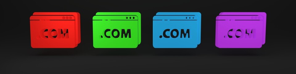 Colorful Website template icon isolated on black background. Internet communication protocol. Minimalism concept. 3D render illustration