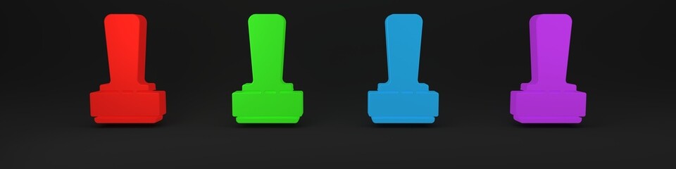 Colorful Stamp icon isolated on black background. Minimalism concept. 3D render illustration