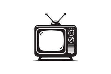 Old Analog vintage Television TV With Antennae vector silhouette illustration