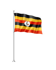 Uganda flag isolated on white