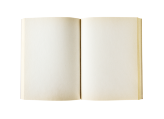 Old open blank book isolated on white