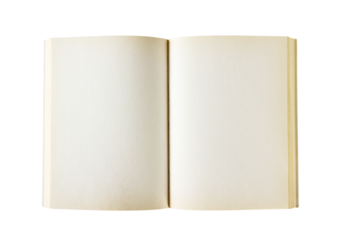 Old open blank book isolated on white