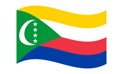 Wavy flag of Comoros, isolated on transparent background. Flag of the Union of the Comoros. Vector illustration