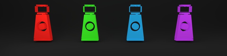 Colorful Tube with paint palette icon isolated on black background. Minimalism concept. 3D render illustration