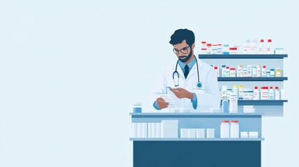 A Dedicated Pharmacist Committed to Patient Care: Filling Prescriptions with Precision and Compassion in a Busy Pharmacy Environment