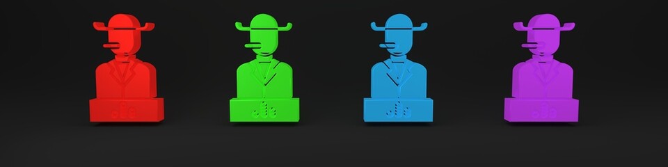 Colorful Poker player icon isolated on black background. Minimalism concept. 3D render illustration