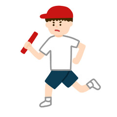 リレーで走る男の子