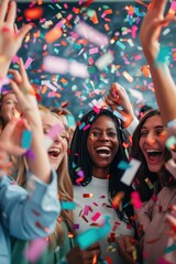 Fototapeta premium Joyful Celebration with Confetti created by ai