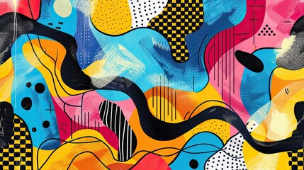 Obraz premium Vibrant Abstract Pop Art with Dynamic Shapes and Colors