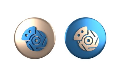 Colorful Car brake disk with caliper icon isolated on white background. Circle button. 3D render illustration