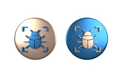 Colorful System bug concept icon isolated on white background. Code bug concept. Bug in the system. Bug searching. Circle button. 3D render illustration