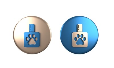 Obraz premium Colorful Pet shampoo icon isolated on white background. Pets care sign. Dog cleaning symbol. Circle button. 3D render illustration