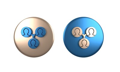 Colorful Project team base icon isolated on white background. Business analysis and planning, consulting, team work, project management. Circle button. 3D render illustration
