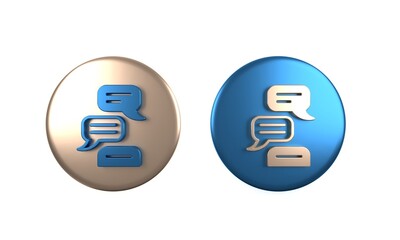 Colorful Speech bubble chat icon isolated on white background. Message icon. Communication or comment chat symbol. Circle button. 3D render illustration