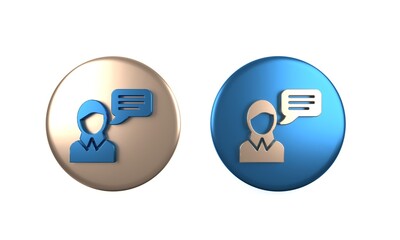 Colorful Speech bubble chat icon isolated on white background. Message icon. Communication or comment chat symbol. Circle button. 3D render illustration