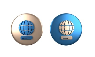 Colorful Worldwide icon isolated on white background. Pin on globe. Circle button. 3D render illustration