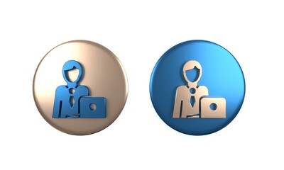 Colorful Businessman icon isolated on white background. Business avatar symbol user profile icon. Male user sign. Circle button. 3D render illustration