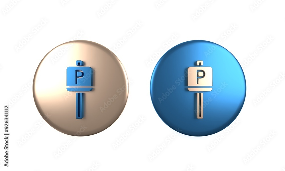 Canvas Prints colorful parking icon isolated on white background. street road sign. circle button. 3d render illus