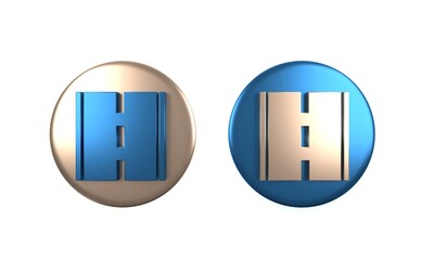 Colorful Road icon isolated on white background. Circle button. 3D render illustration