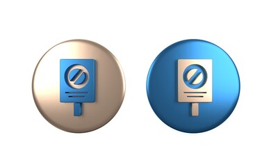 Colorful Protest icon isolated on white background. Meeting, protester, picket, speech, banner, protest placard. Circle button. 3D render illustration