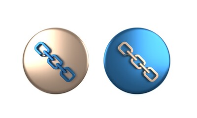 Colorful Chain link icon isolated on white background. Link single. Hyperlink chain symbol. Circle button. 3D render illustration