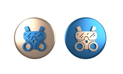 Colorful Gas mask icon isolated on white background. Respirator sign. Circle button. 3D render illustration